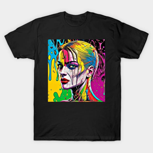 beauty women with colorfull painting T-Shirt by puyer77arts